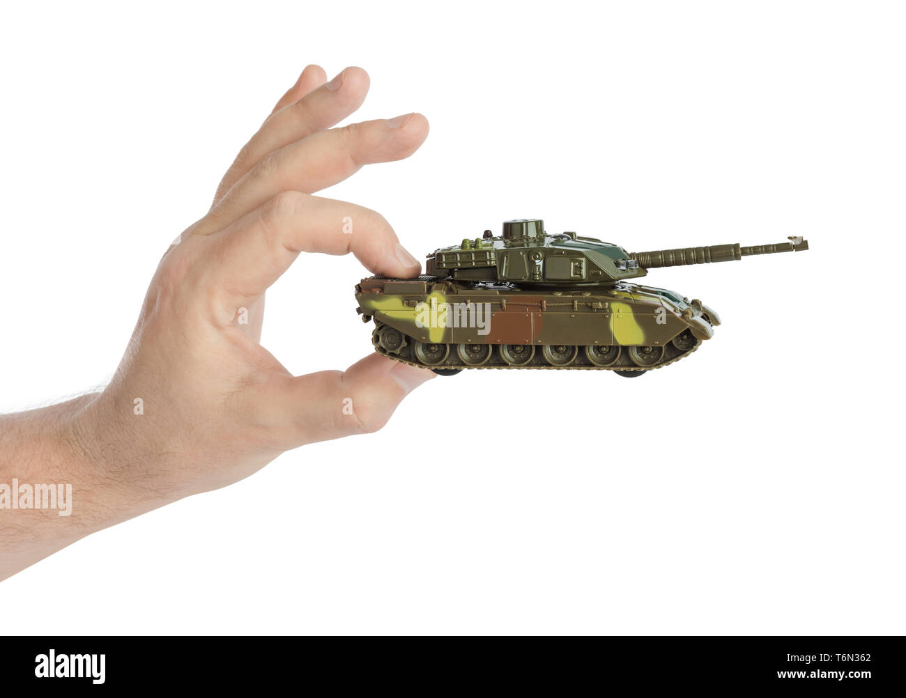 Hand mit Panzer Stockfoto