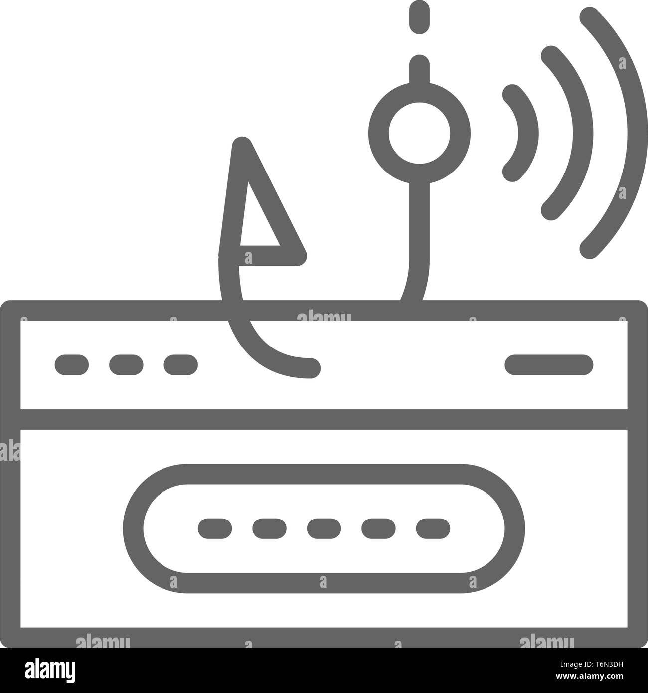 Konto Passwort und Fischen Haken, Daten phishing, Hacking online scam Symbol Leitung. Stock Vektor