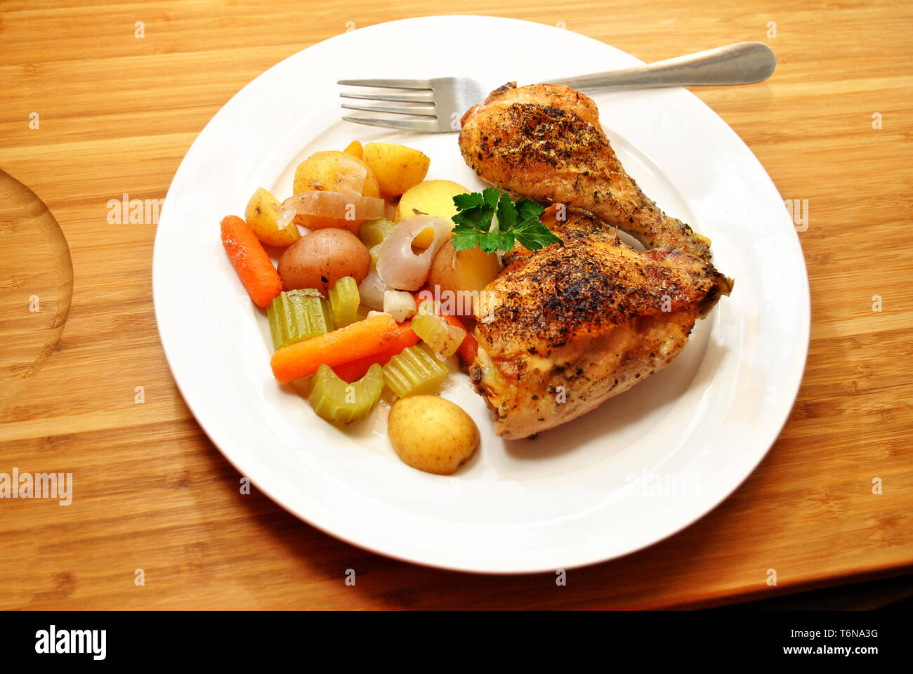 Gebratenes Huhn Abendessen Stockfoto