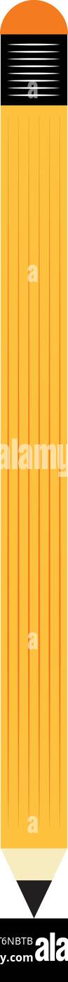 Ein langer Bleistift in der Farbe Gelb mit roter Farbe Gummi auf das vector Farbe, Zeichnung oder Abbildung Stock Vektor
