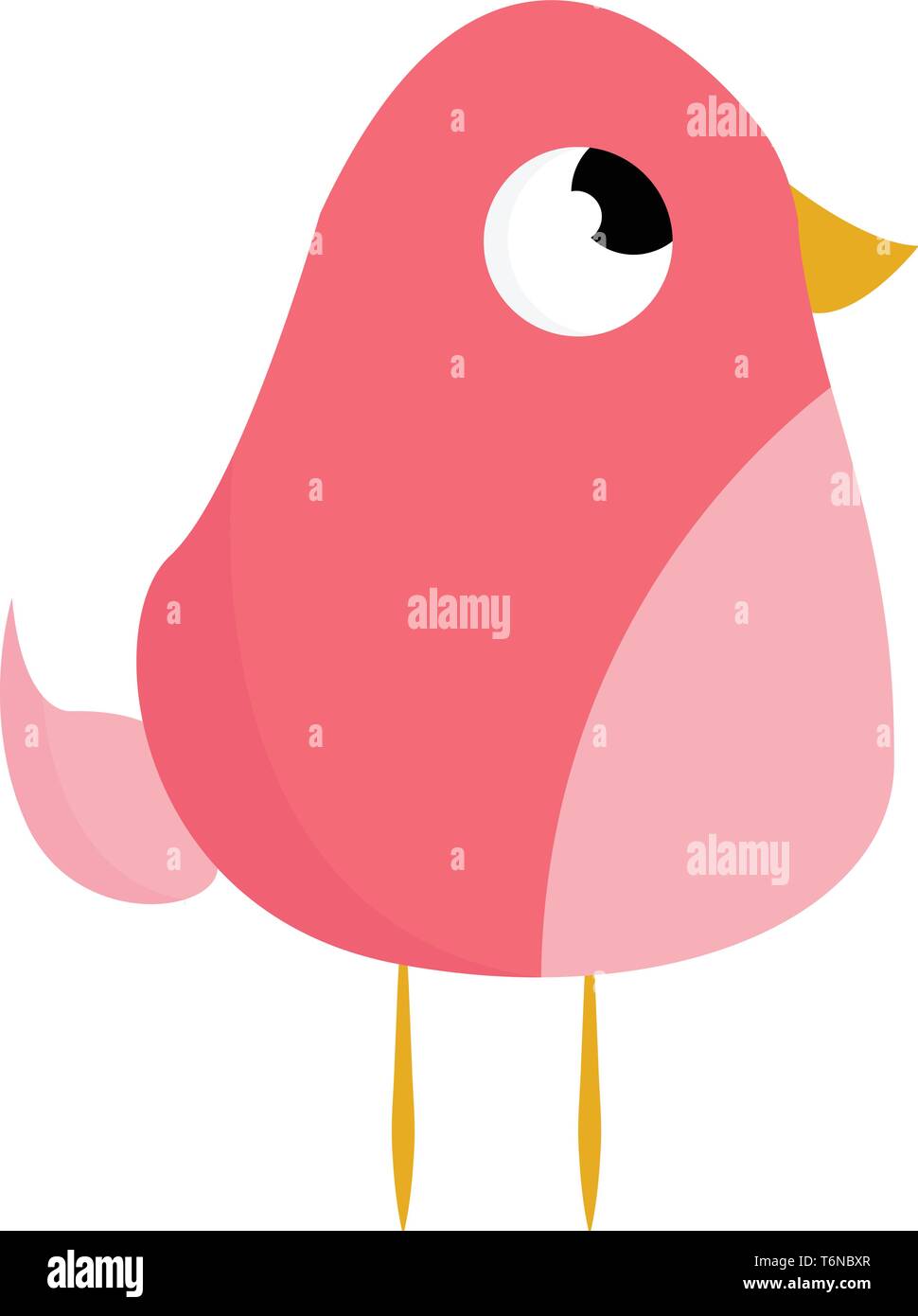 Ein niedliches Fett rosa Vogel mit gelben Beinen und gelben Schnabel vector Farbe, Zeichnung oder Abbildung Stock Vektor