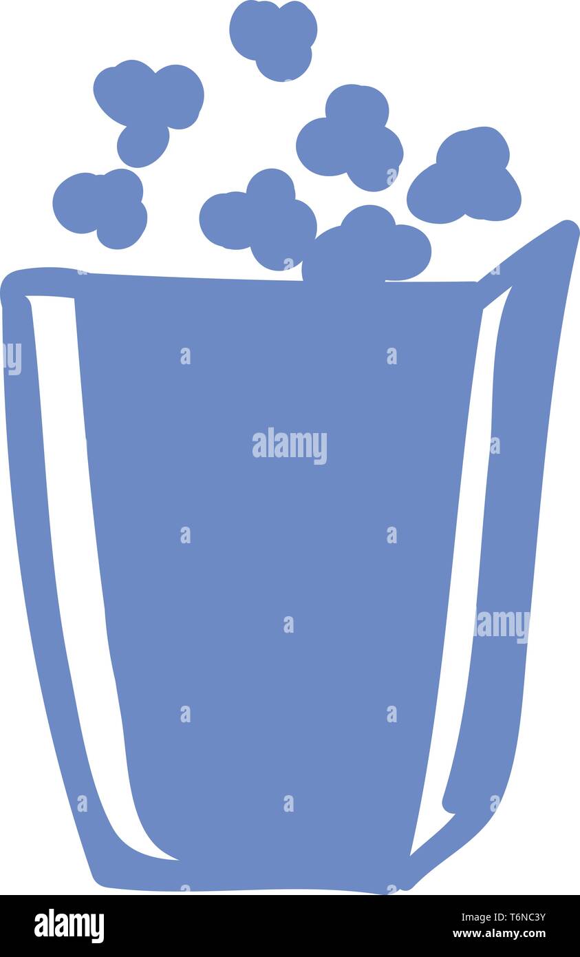 Eine blaue Schale voller Popcorn vector Farbe, Zeichnung oder Abbildung Stock Vektor