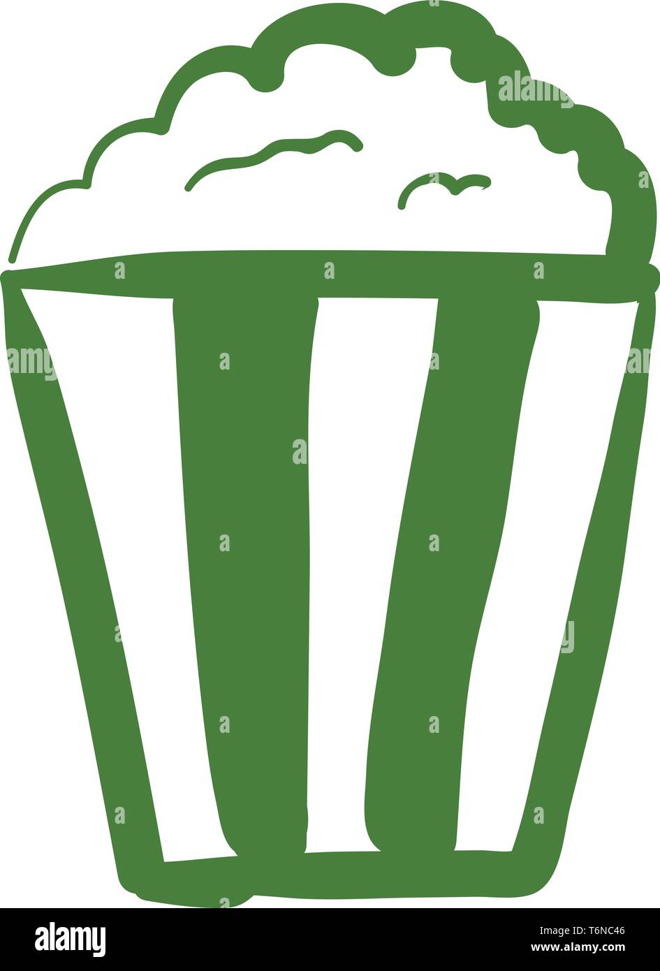 Eine grün-weiß gestreiften Schale voller Popcorn vector Farbe, Zeichnung oder Abbildung Stock Vektor