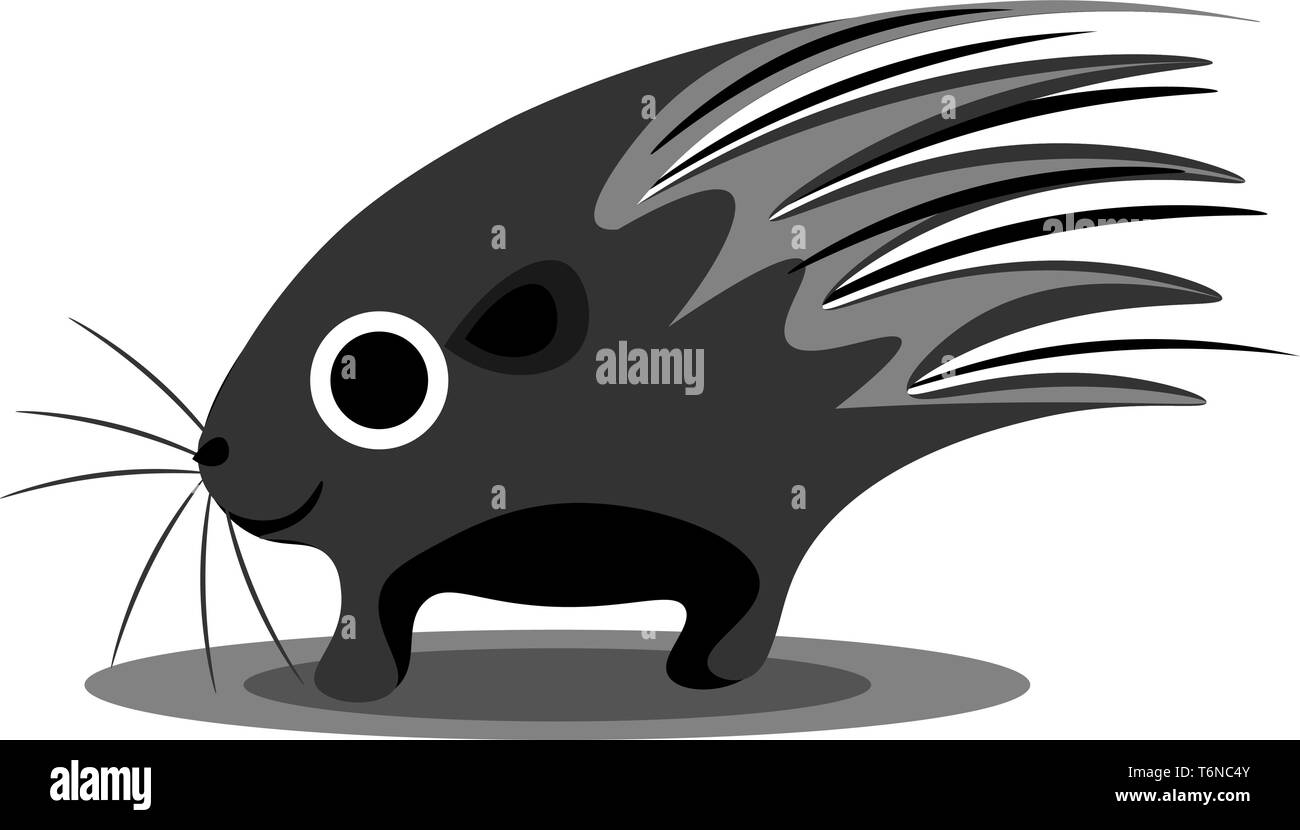 Eine kleine dunkle Porcupine mit einem Mantel von scharfen Stacheln vector Farbe, Zeichnung oder Abbildung Stock Vektor