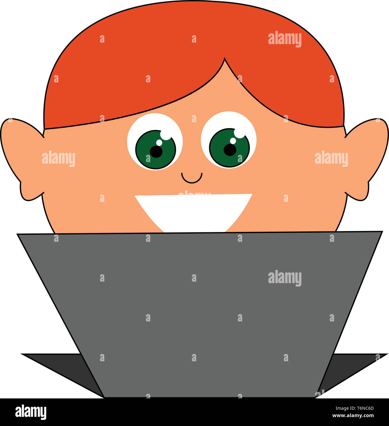 Ein junger Genius Programmierer mit rotem Haar und grünen Augen vector Farbe, Zeichnung oder Abbildung Stock Vektor