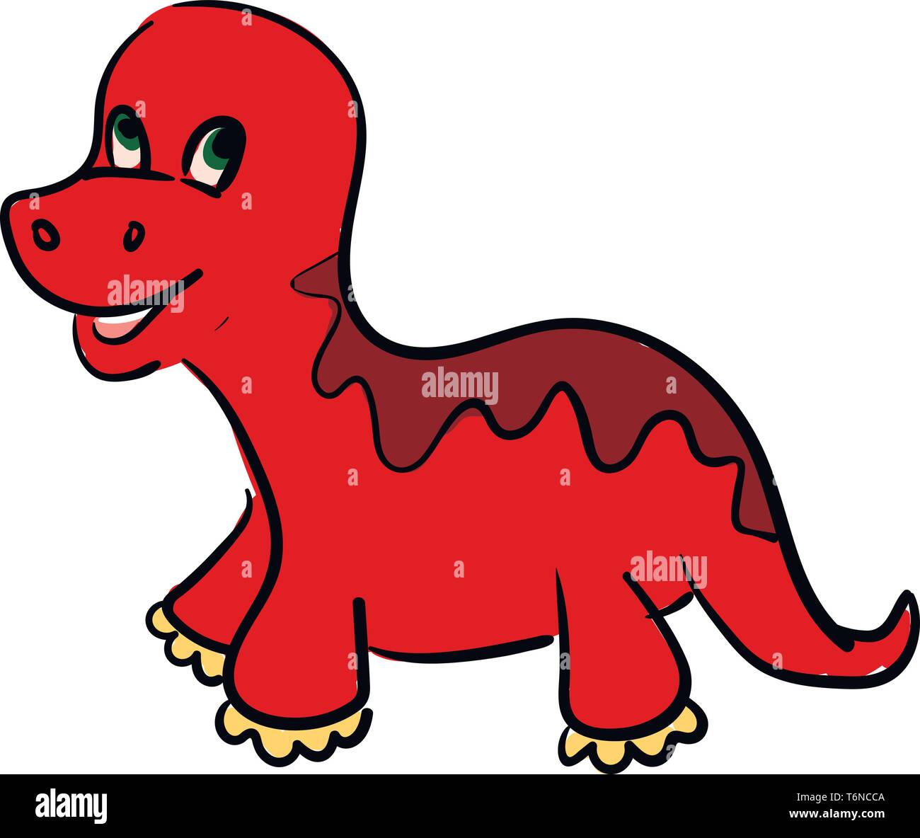 Eine niedliche kleine rote Dinosaurier vector Farbe, Zeichnung oder Abbildung Stock Vektor