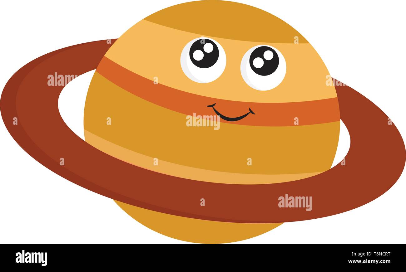 Ein glückliches Saturn Planet mit Ringen um es Vektor Farbe, Zeichnung oder Abbildung Stock Vektor