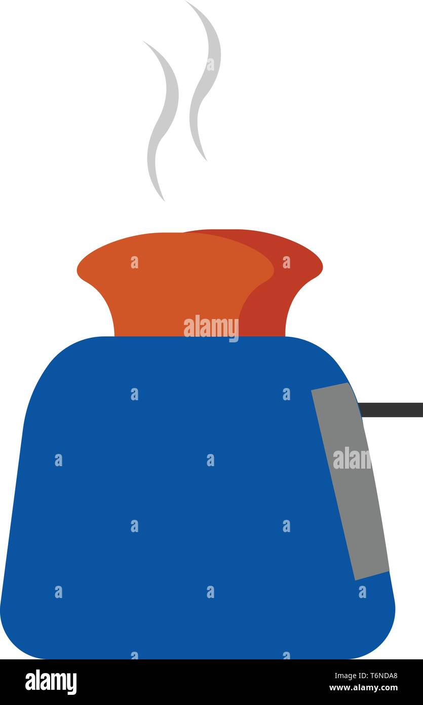 Ein blauer, Toaster, die schiebeschalter ist ein Paar von Brot vector Farbe, Zeichnung oder Abbildung Stock Vektor