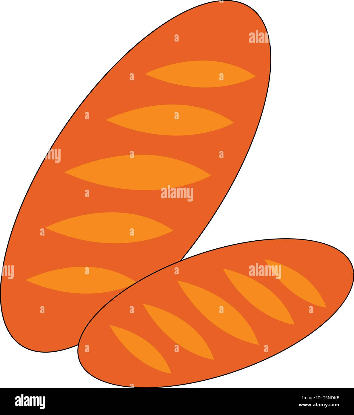 Porträt von zwei Brote, oval-geformte auf isolierten weißen Hintergrund vector Farbe, Zeichnung oder Abbildung Stock Vektor