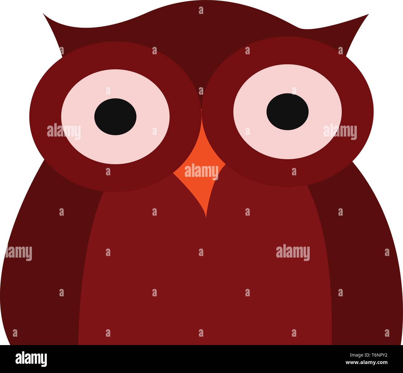 Clipart eines dunklen roten Eule mit zwei geschwollene Augen kurze Ohren und einen orangefarbenen Schnabel sieht süß und glücklich vector Farbe, Zeichnung oder Abbildung Stock Vektor