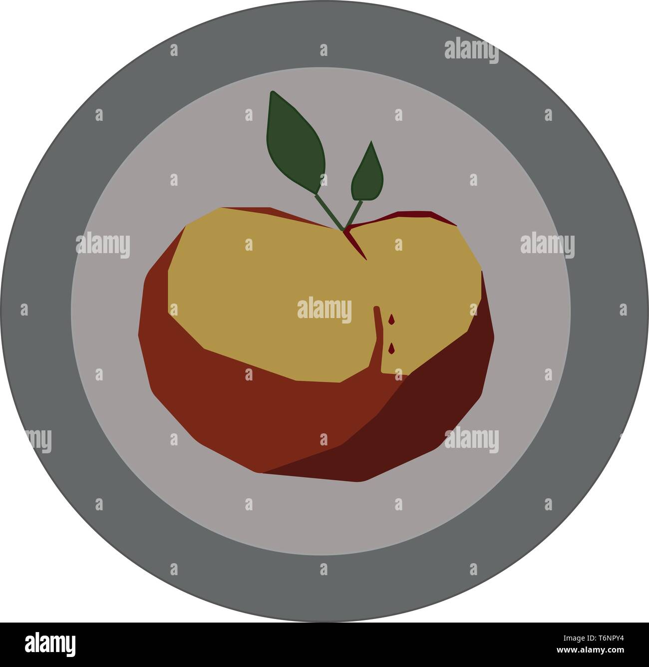 Porträt einer dekorativen Apple auf einer Platte sieht wunderschön auf weißem Hintergrund vector Farbe, Zeichnung oder Abbildung Stock Vektor