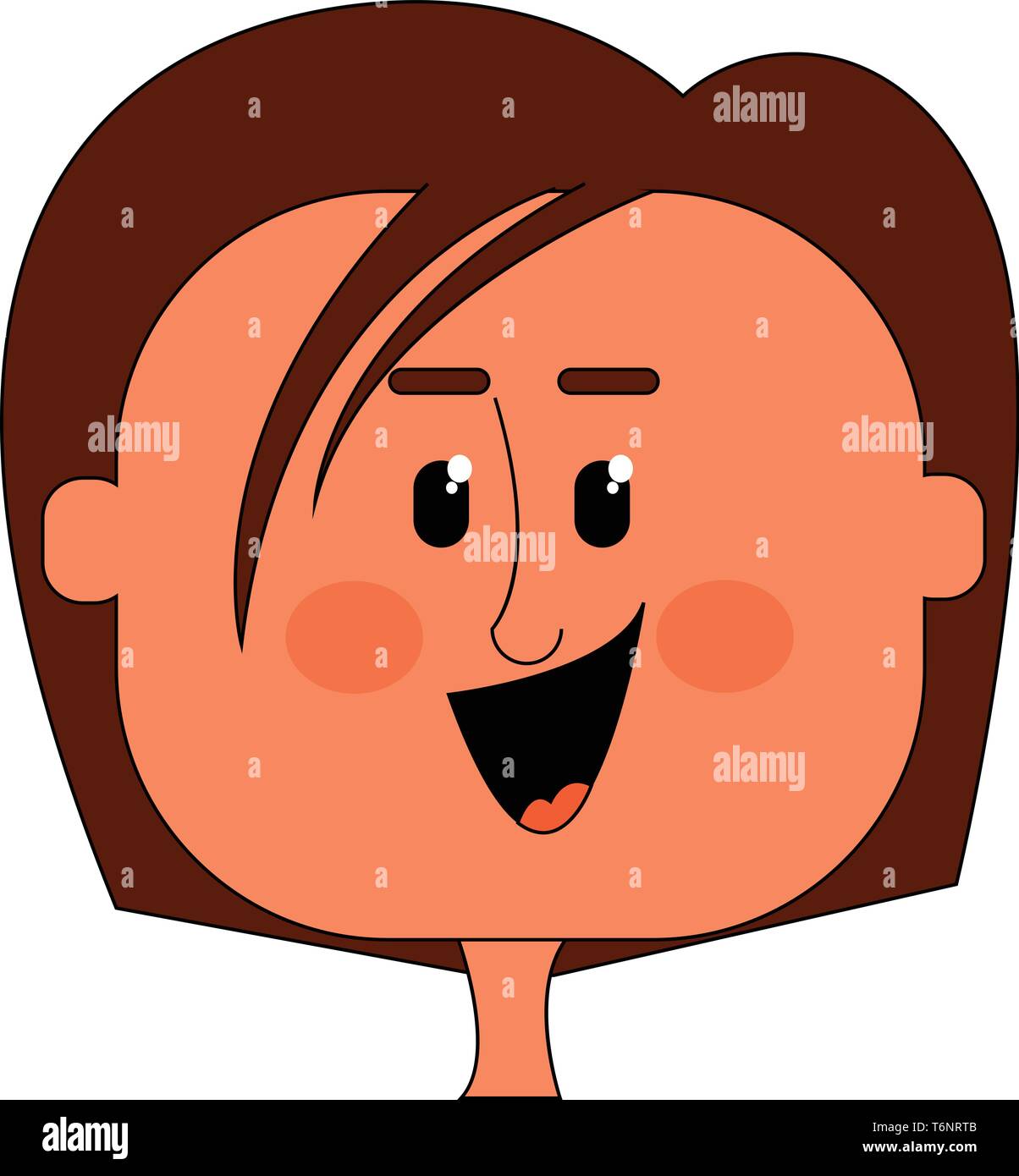 Cartoon ist lustig, braunen Mädchen Gesicht mit 7/8-Frisur und paar Haarsträhnen fließt vor ihrem Gesicht lacht vector Farbe, Zeichnung oder Stock Vektor
