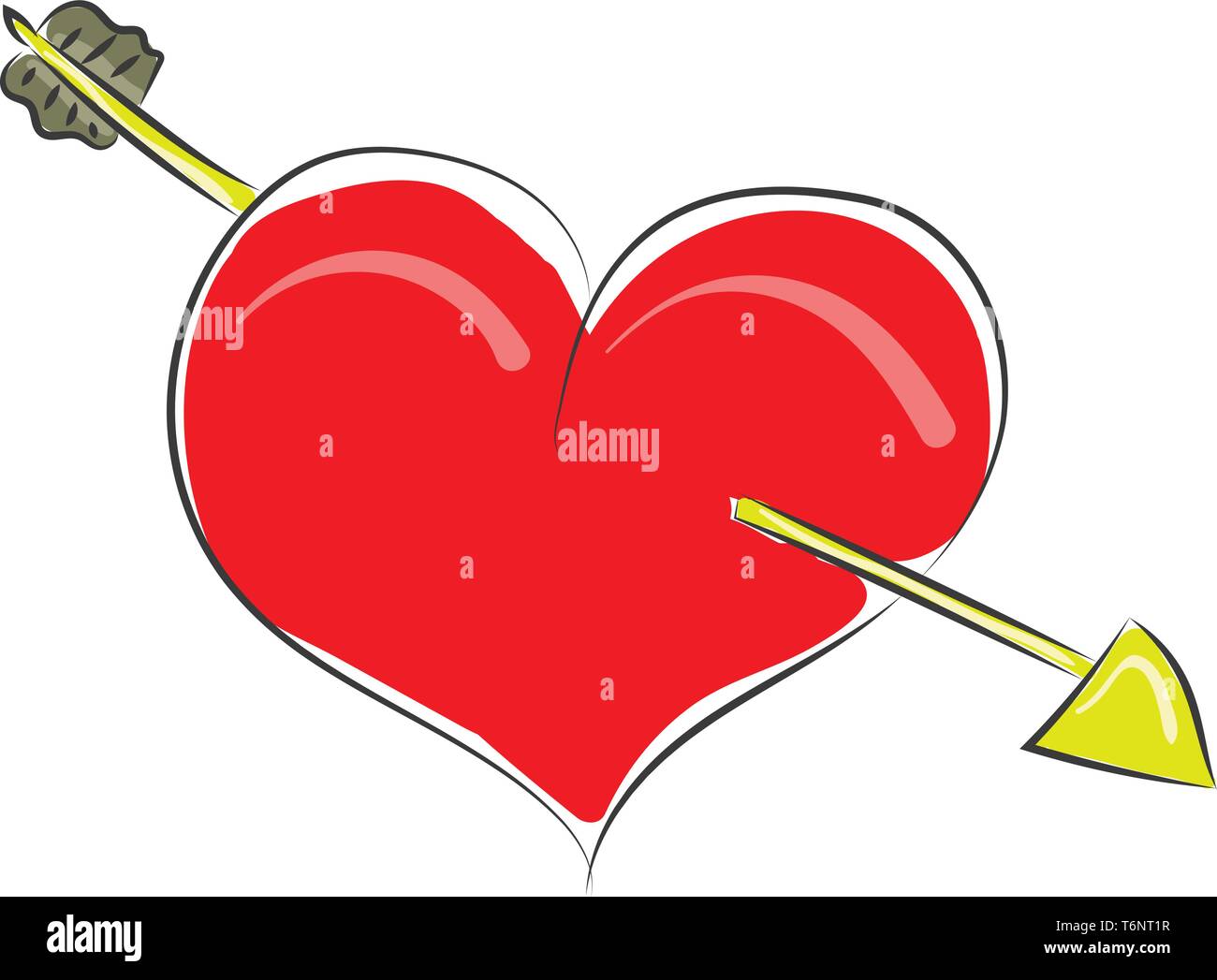 Clipart in ein rotes Herz schlug mit einem Pfeil Liebe vector Farbe, Zeichnung oder Abbildung symbolisiert Stock Vektor