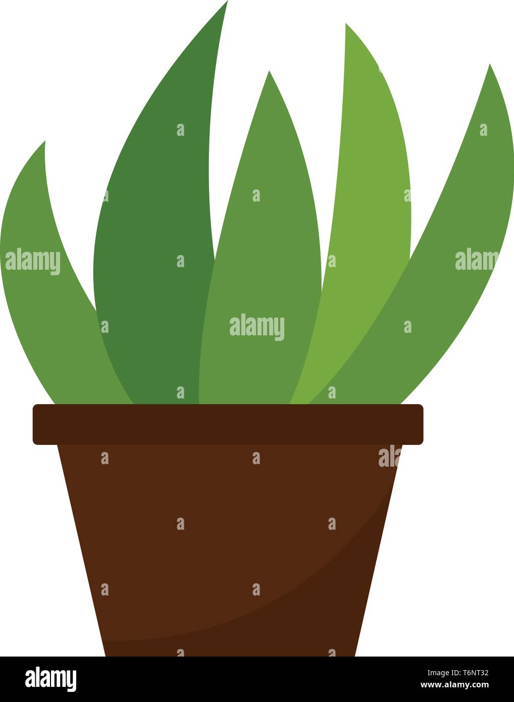 Clipart von zu Hause Pflanze mit länglichen, ovalen grünen Blätter in einem braunen Topf vector Farbe, Zeichnung oder Abbildung wächst Stock Vektor