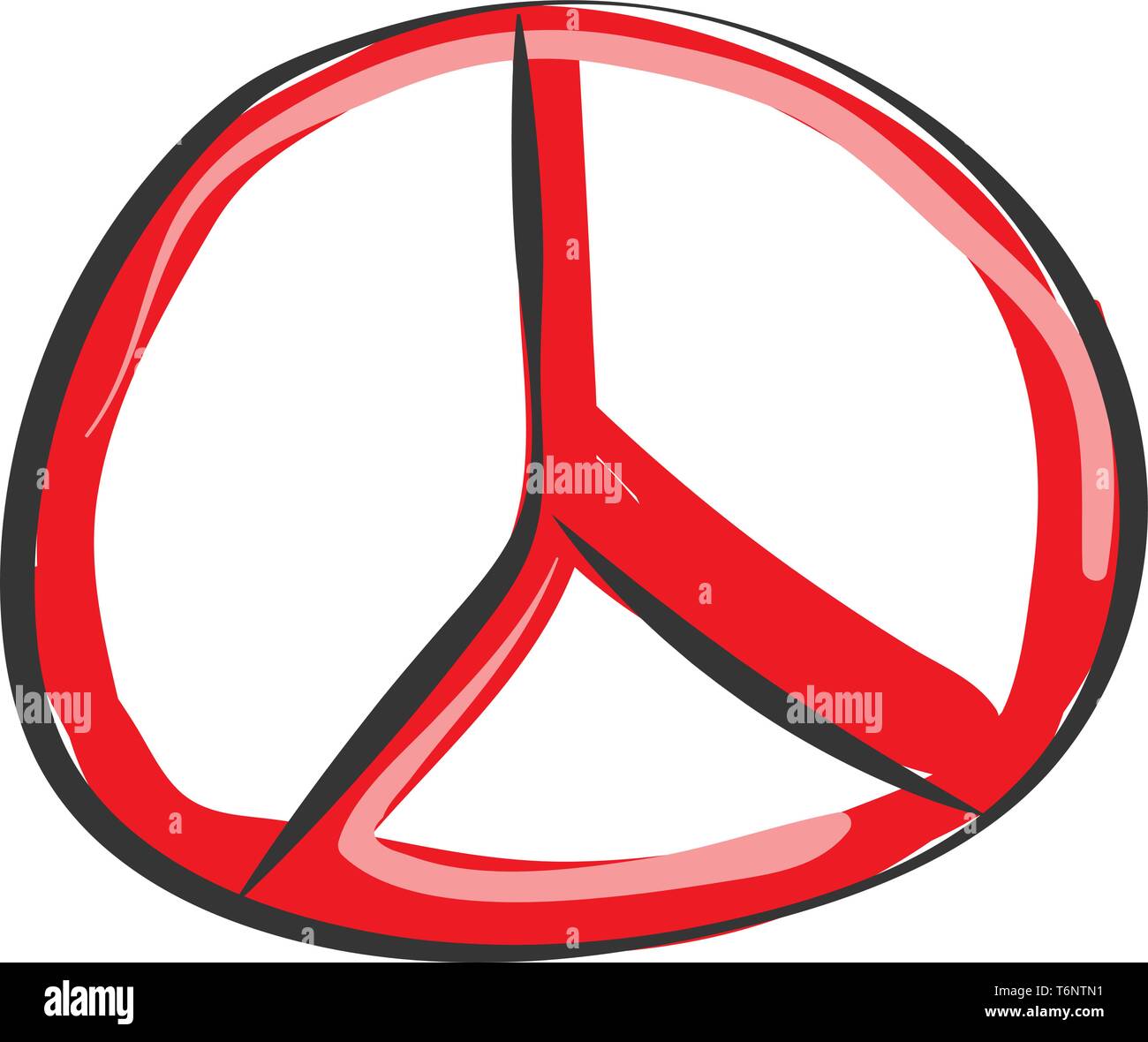 Malerei von Mercedes-Benz Emblem mit der Dreizackige Stern und die umliegenden Ring in roter Farbe vector Farbe, Zeichnung oder Abbildung Stock Vektor