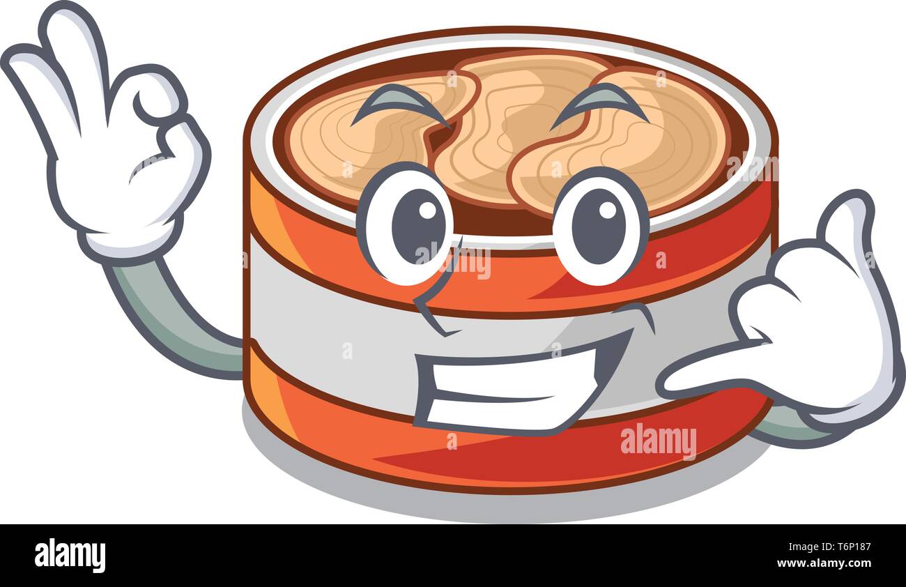 Rufen Sie mich an Konserven mit Thunfisch in Cartoon kitchen cabinet Stock Vektor