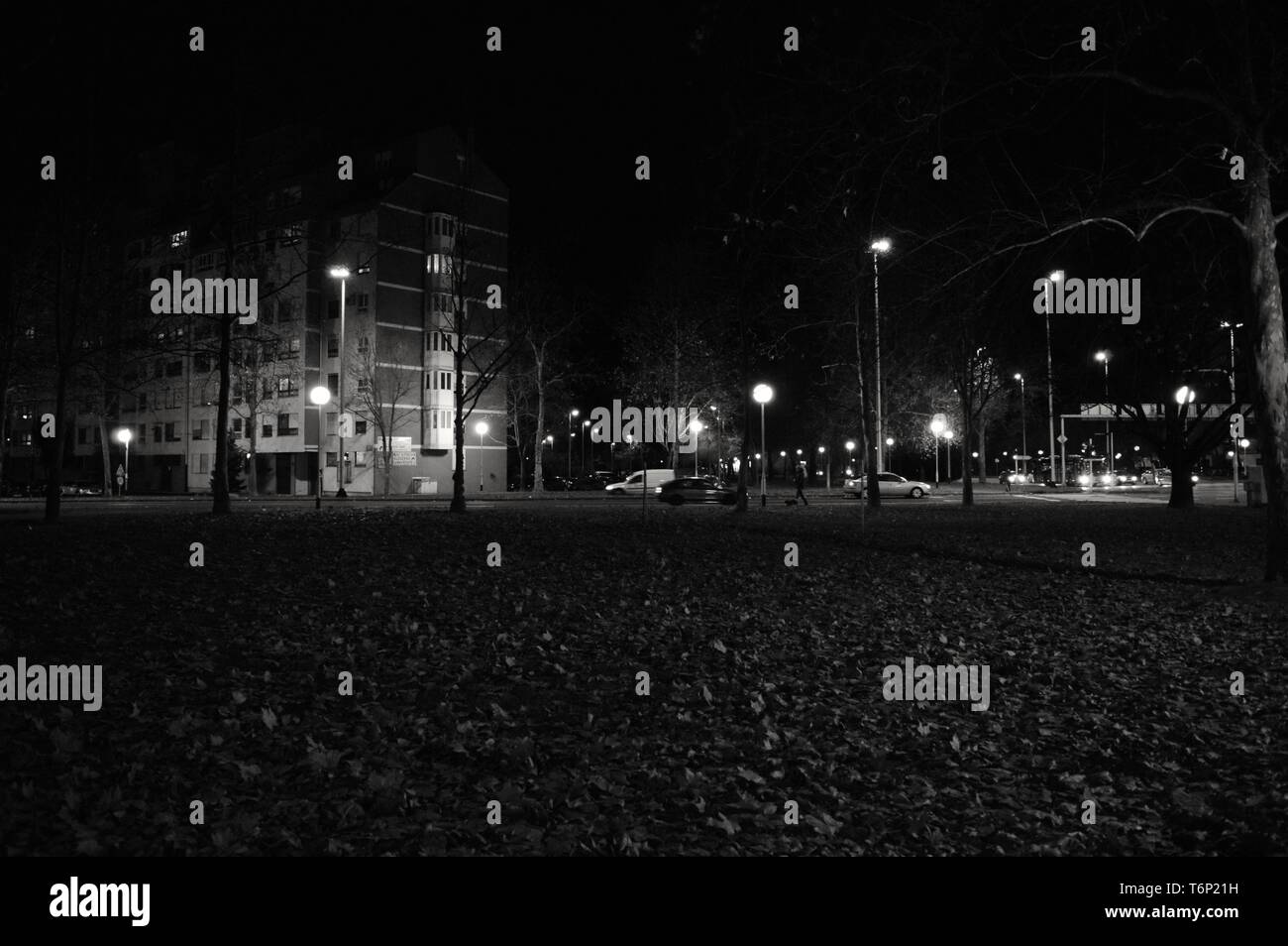 Lichter der Stadt, die Schwarz-Weiß-Fotografie Stockfoto