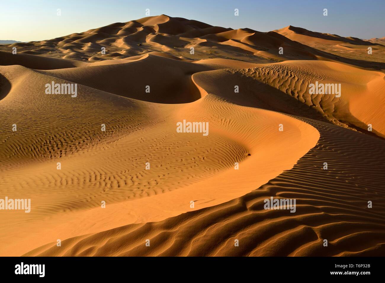 Sanddünen in der Rub al Khali wüste Ramlat al Fassad, Leere Viertel, Dhofar, Oman Stockfoto