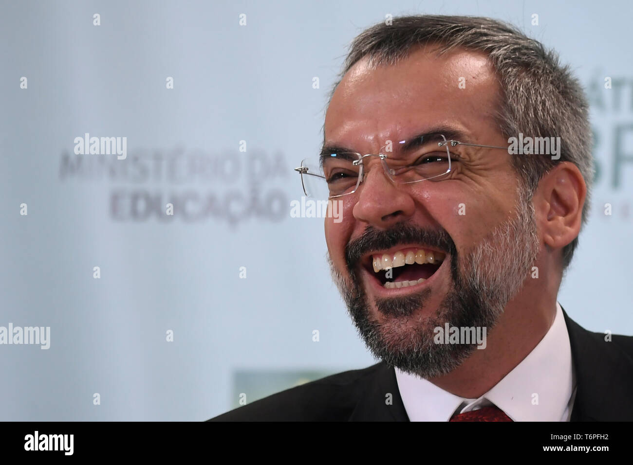 DF-Brasilia - 05/02/2019 - Pressekonferenz mit dem Minister für Bildung - Abraham Weintraub, Minister für Bildung, am Donnerstag, den 2. Mai im Rahmen einer Pressekonferenz das Nationale System für die Bewertung der grundlegenden Bildung - seab - am Hauptsitz des Ministeriums für Bildung zu diskutieren. Foto: Mateus Bonomi/AGIF Stockfoto