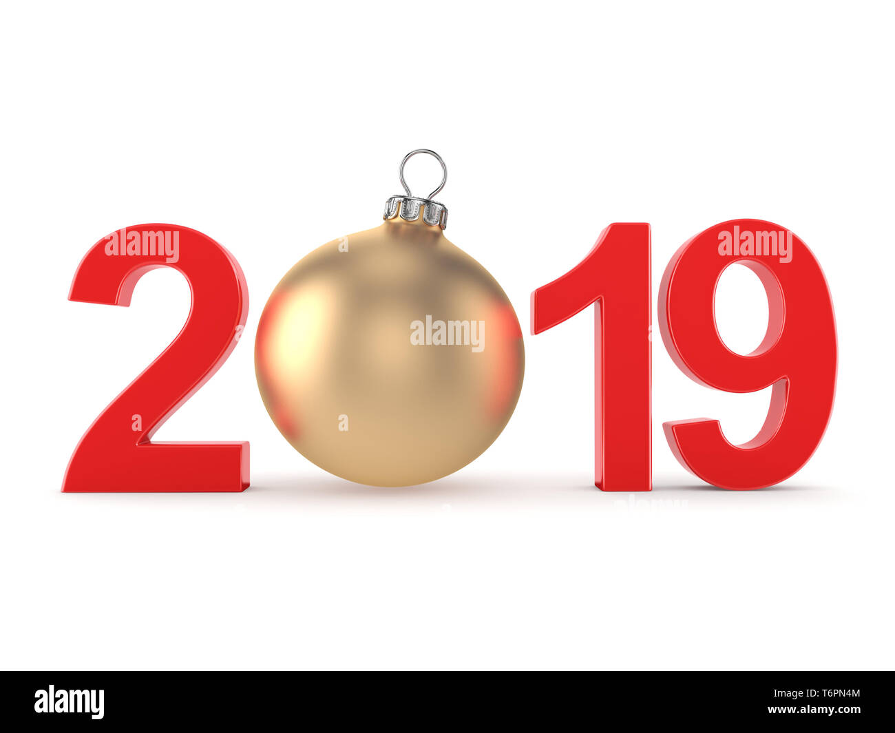 3D Rendering 2019 Neues Jahr rote Ziffern Stockfoto