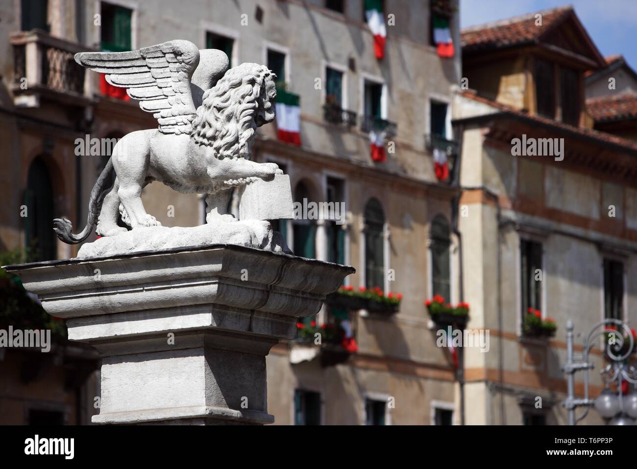 Venezianischen Löwen, Bassano del Grappa, Italien und Europa Stockfoto