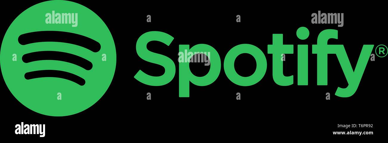Spotify logo, Corporate Identity, Schriftzüge, optional, schwarzer Hintergrund, Deutschland Stockfoto