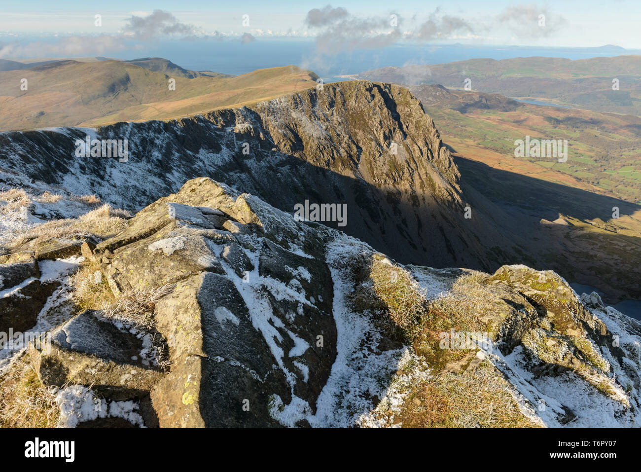 Cyfrwy, einer Tochtergesellschaft Gipfel des Cadair Idris in Snowdonia. Stockfoto