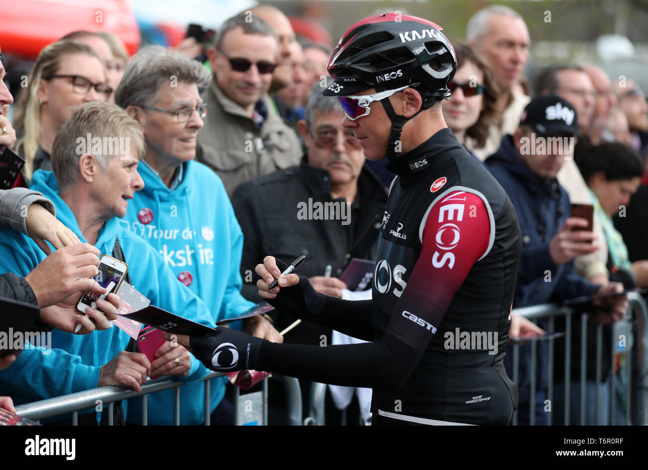 Team INEOS' Chris Froome vor der ersten Etappe der Tour de Yorkshire. Stockfoto