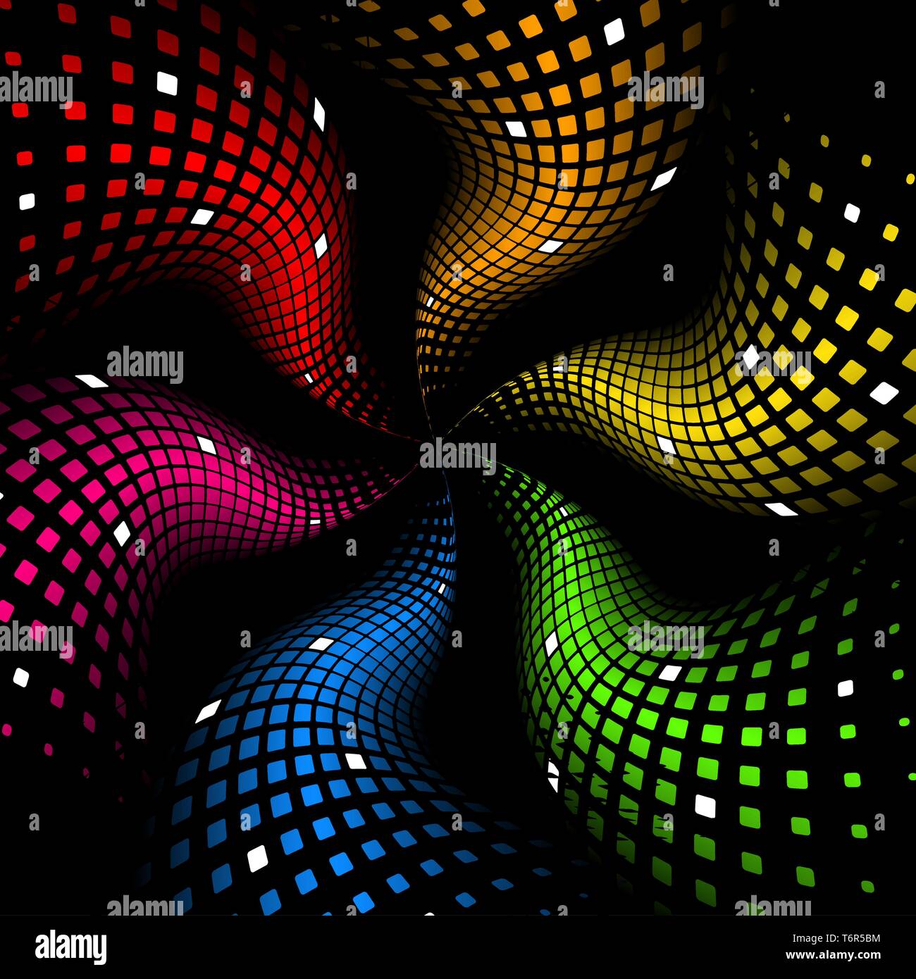 3d abstrakt dynamische Regenbogen Hintergrund auf Schwarz Stock Vektor