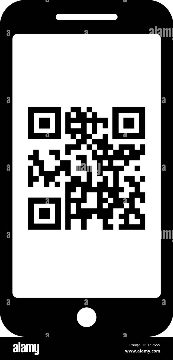 Smartphone mit QR-Code auf dem Bildschirm auf das Symbol Farbe schwarz Vector Illustration Flat Style simple Image Stock Vektor