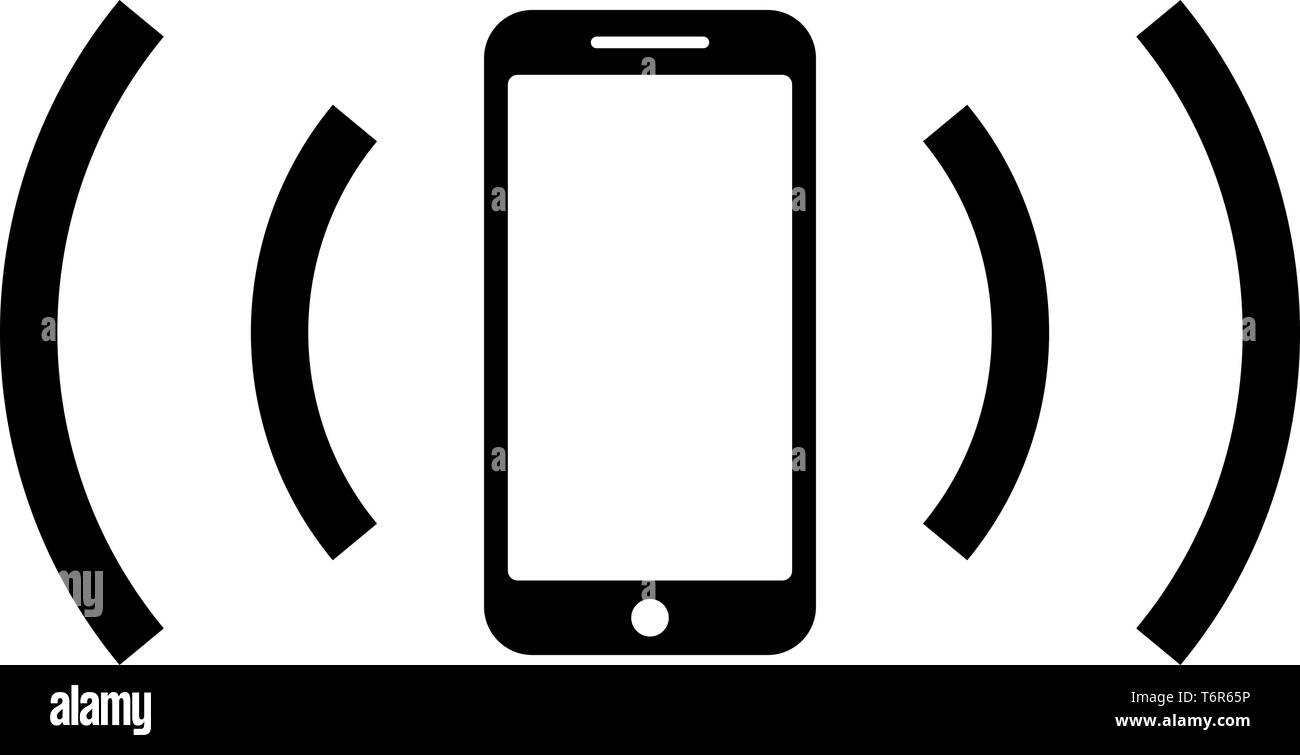 Smartphone sendet Funkwellen Schallwelle emittierenden Wellen Konzept Symbol Farbe schwarz Vector Illustration Flat Style simple Image Stock Vektor
