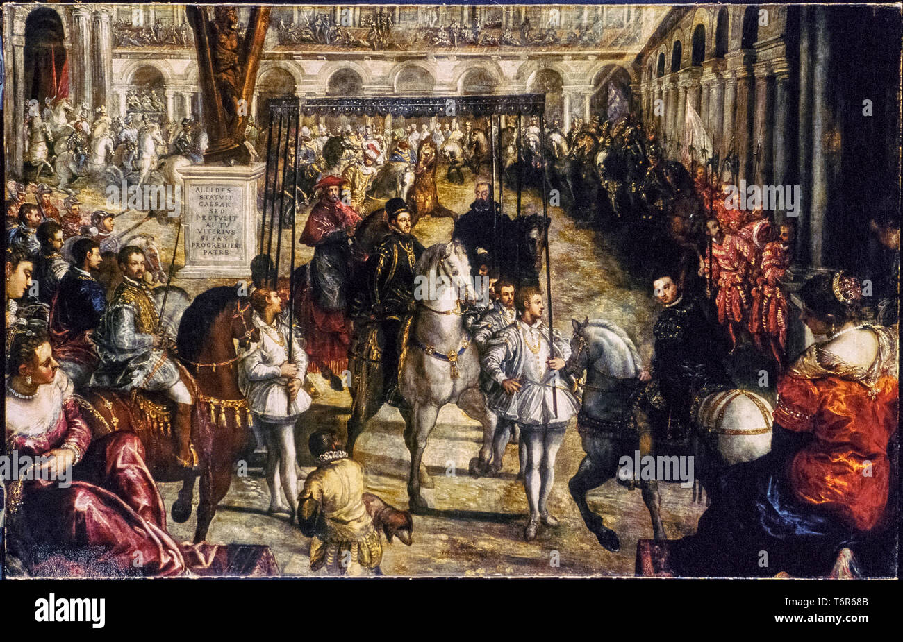 (Jacopo Robusti Tintoretto) und Beihilfen - Einstieg in Mantua von Prinz Philipp II. von Habsburg - 1580 Stockfoto