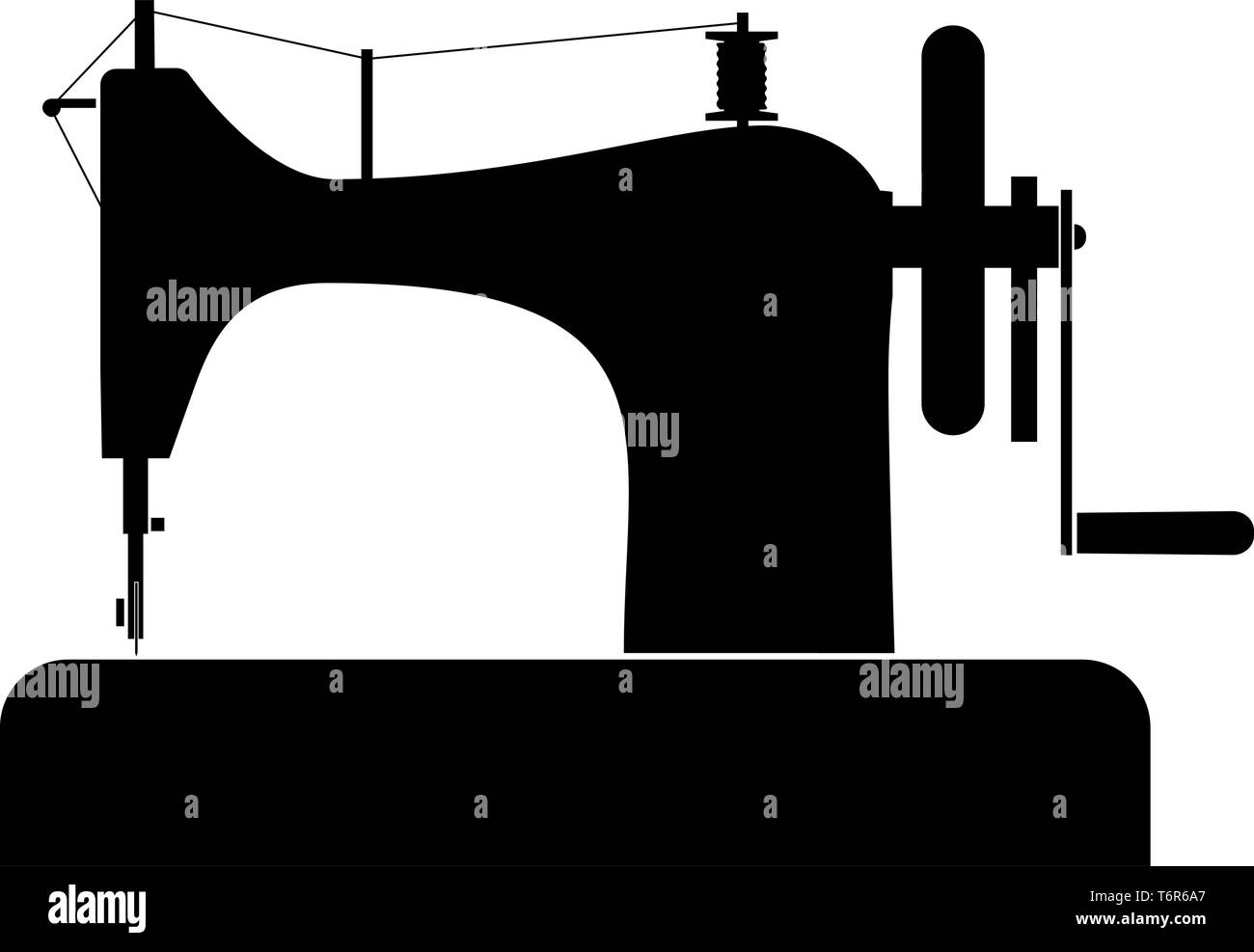 Nähen Maschine Nähmaschine Ausrüstung Schneider vintage Icon schwarz Vector Illustration Flat Style simple Image Stock Vektor