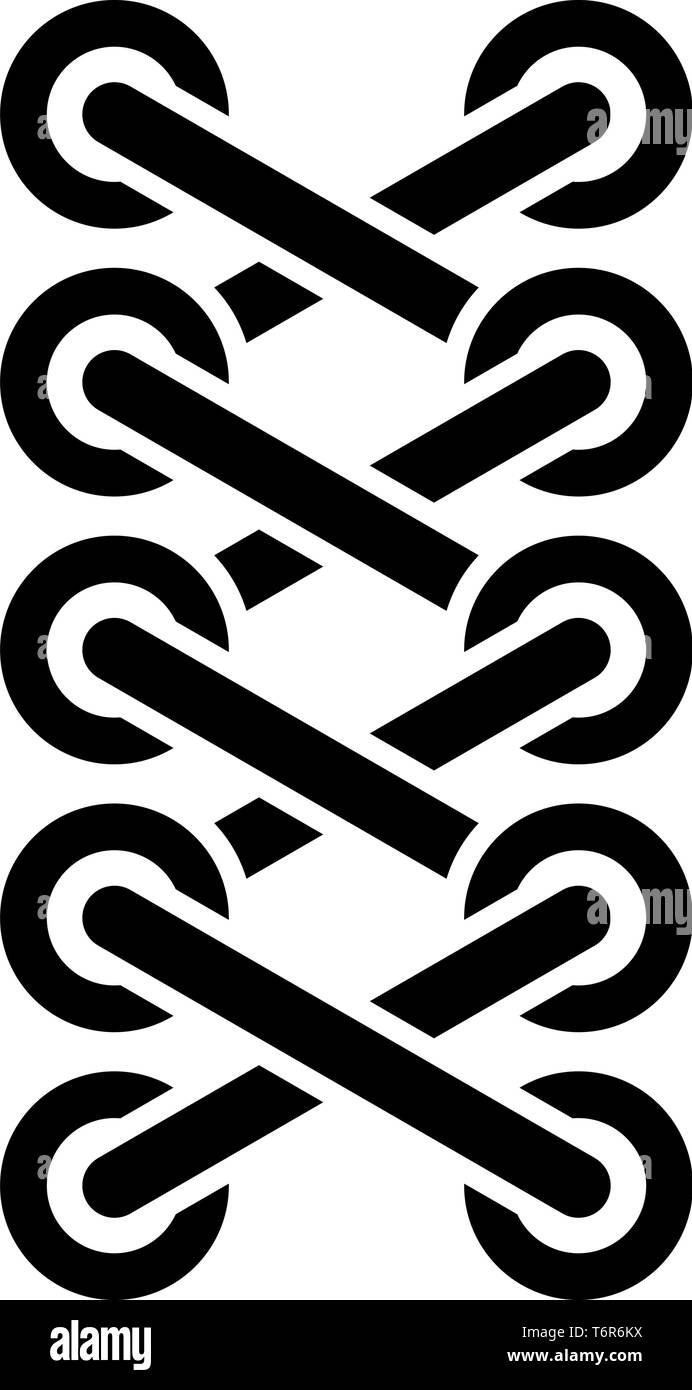 Schnürsenkel von Sneaker Schuhe Schnürsenkel binden Befestigung Seil Stitch Konzept Regelungen des Bindens Schnürsenkel Schnürsenkel Symbol Farbe schwarz Vector Illustration Stock Vektor