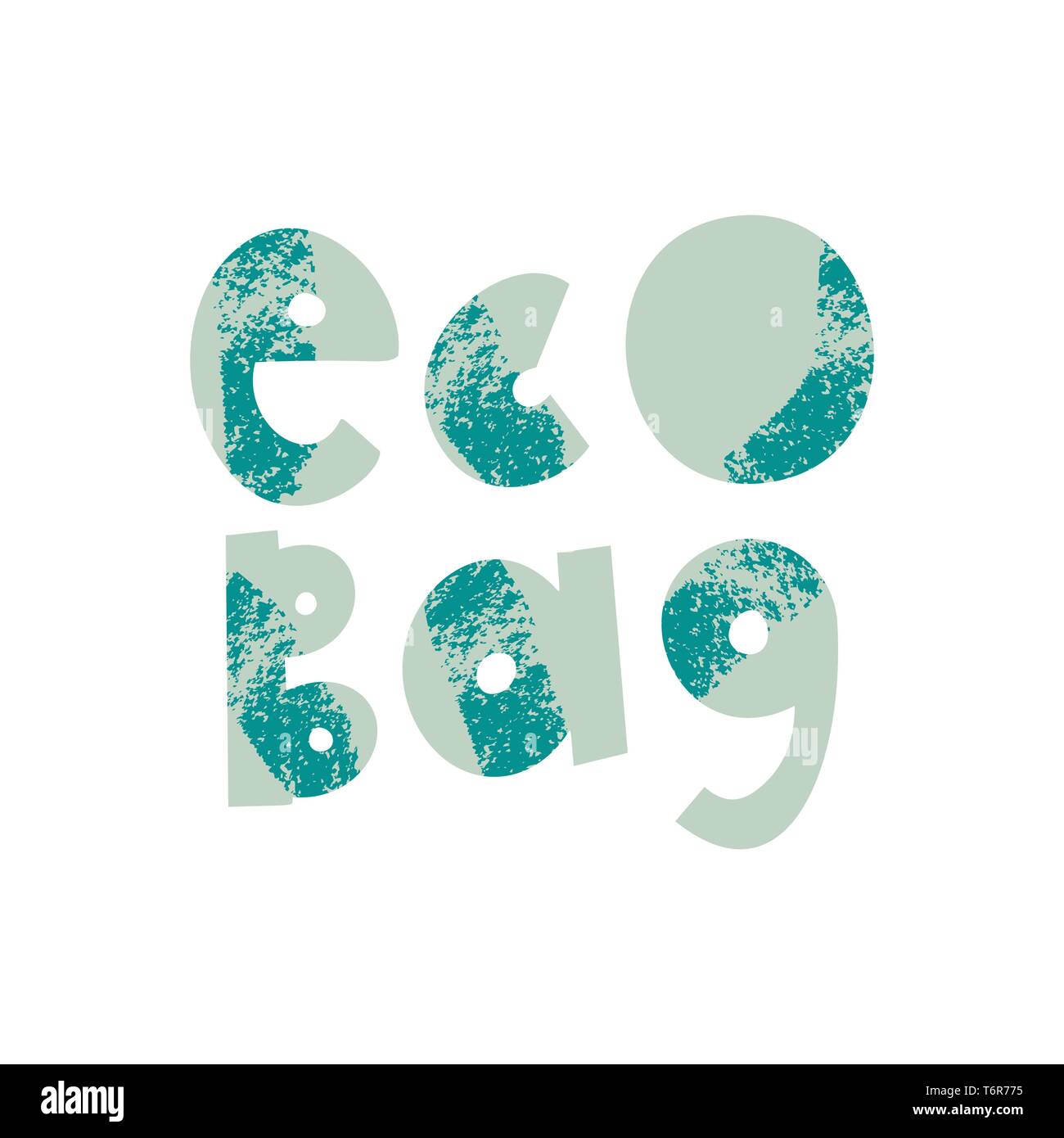 Eco Beutel Cartoon-Schriftzug. Null Abfall. Umweltschutz, Ökologie. Kunststoff freie Alternative. Umweltfreundliche Materialien. Phrase Vektor clipart. Gelb Zitat, Slogan, mit grunge Textur. Recyclingfähig Stock Vektor