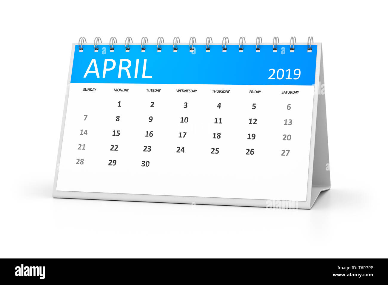 Tabelle Kalender 2019 April Stockfoto