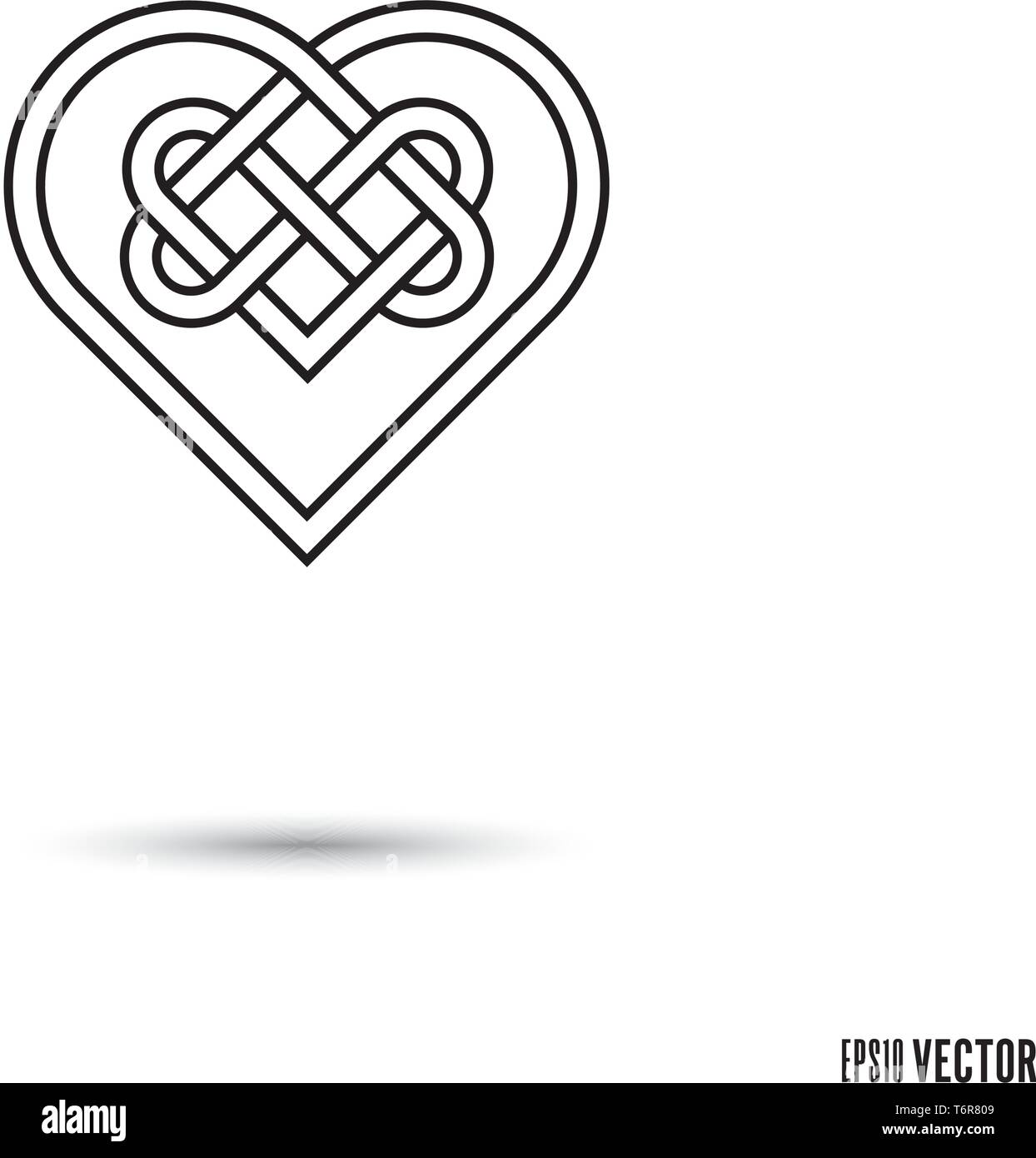 Celtic Lovers Knot, verflochten Herzförmige unendliche Schleife struktursymbol Vector Illustration Stock Vektor