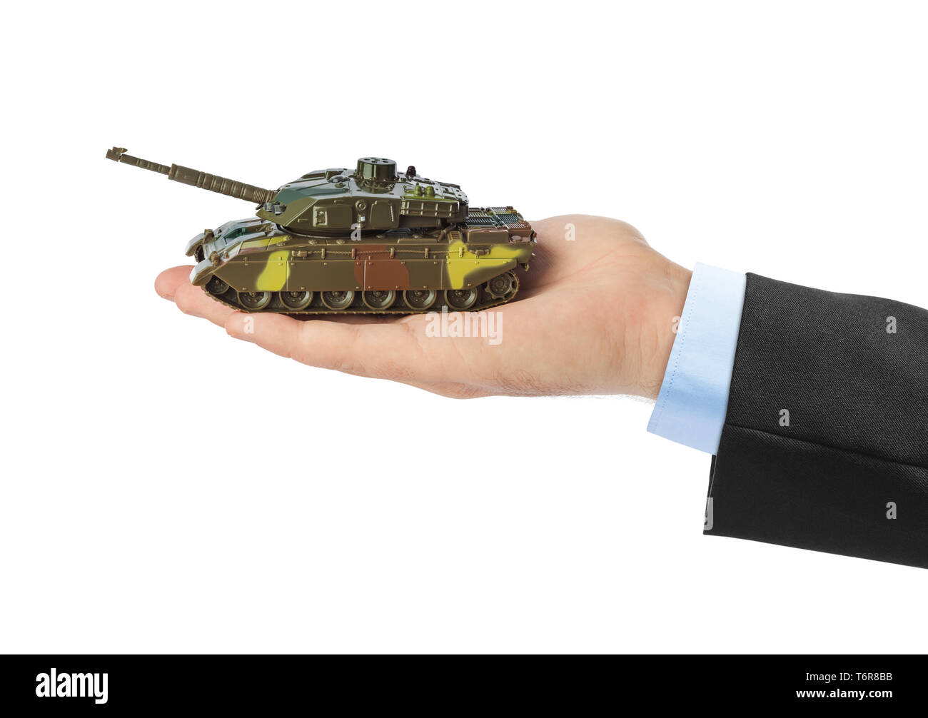 Hand mit Panzer Stockfoto