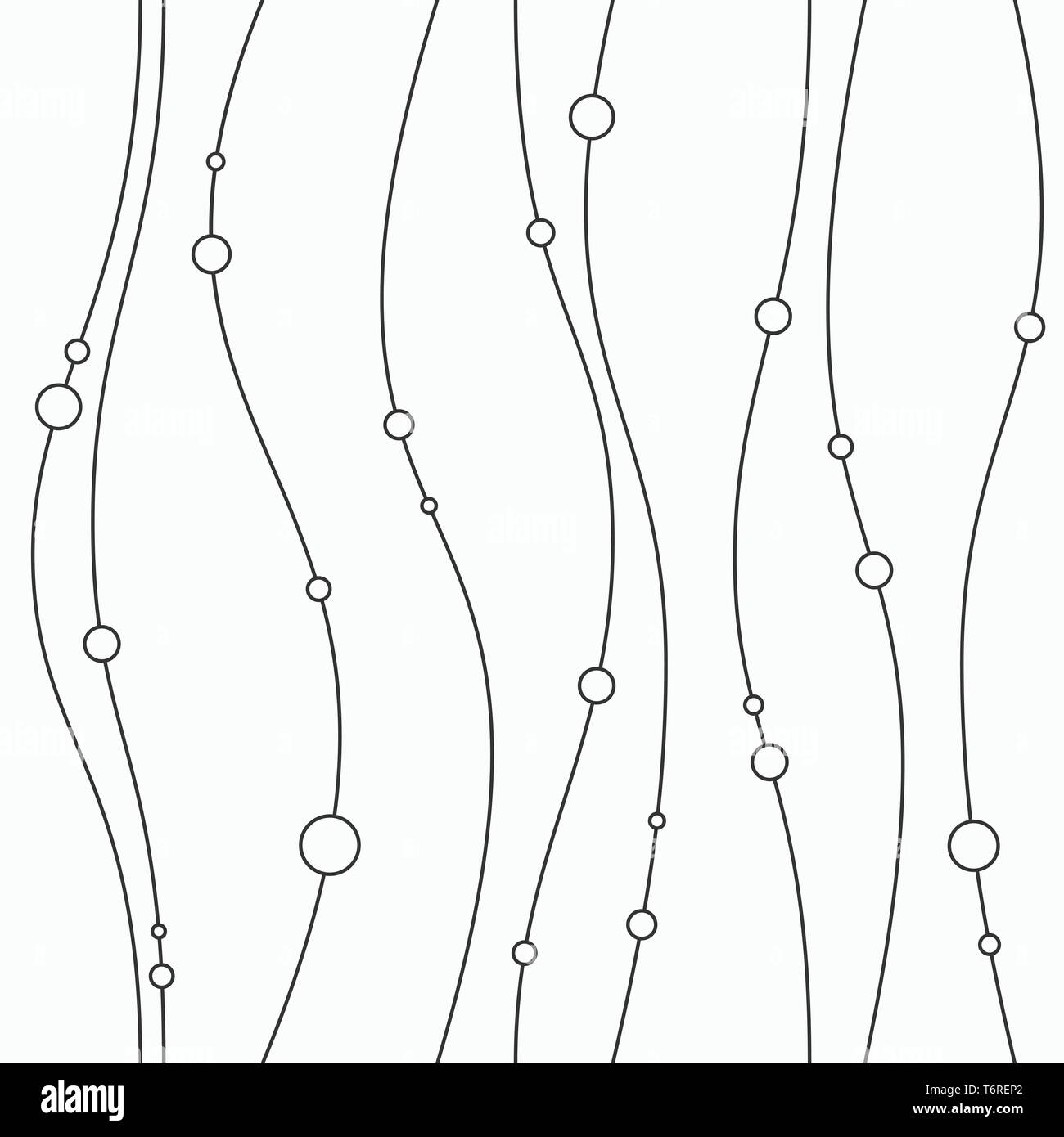 Zusammenfassung nahtlose Muster von glatten Linien und Kreise. Elegante Textur. Vertikale Richtung. Vector Hintergrund. Monochrome Darstellung. Stock Vektor