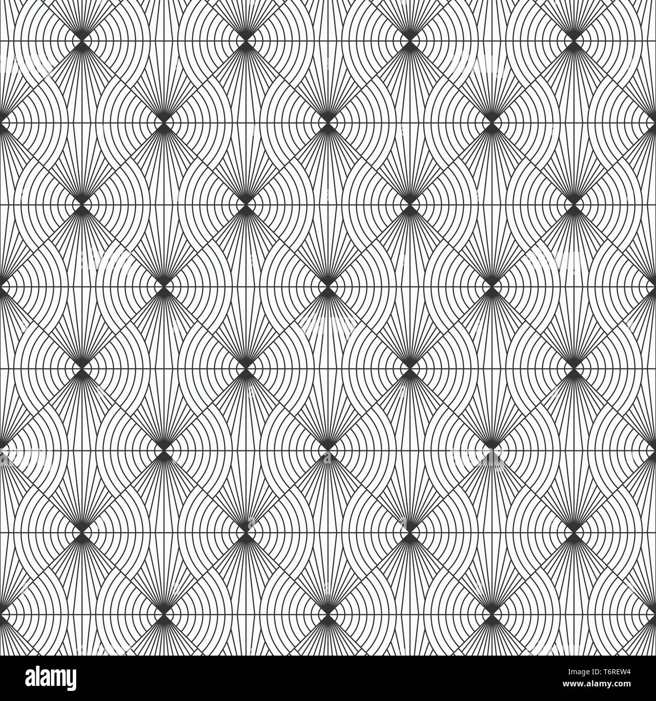 Zusammenfassung nahtlose Muster. Modernes, stilvolles linearen Textur. Wiederkehrende geometrische Fliesen aus gestreiften Elemente. Art déco-sunburst Muster. Gestreifte Dreieck Stock Vektor