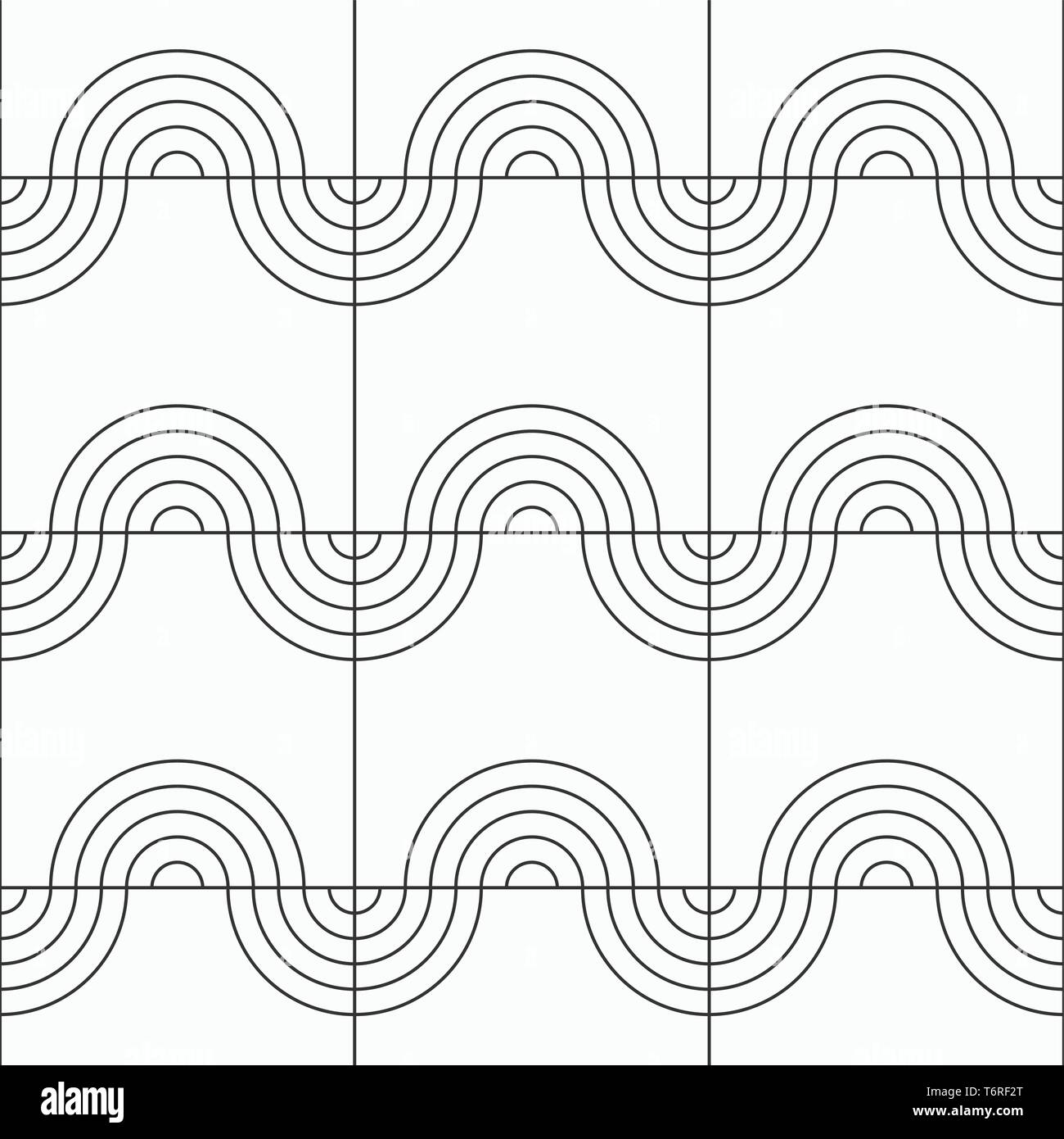 Zusammenfassung nahtlose Muster. Modernes, stilvolles linearen Textur. Wiederkehrende geometrische Fliesen der Halbkreise. Vektor monochromen Hintergrund. Stock Vektor