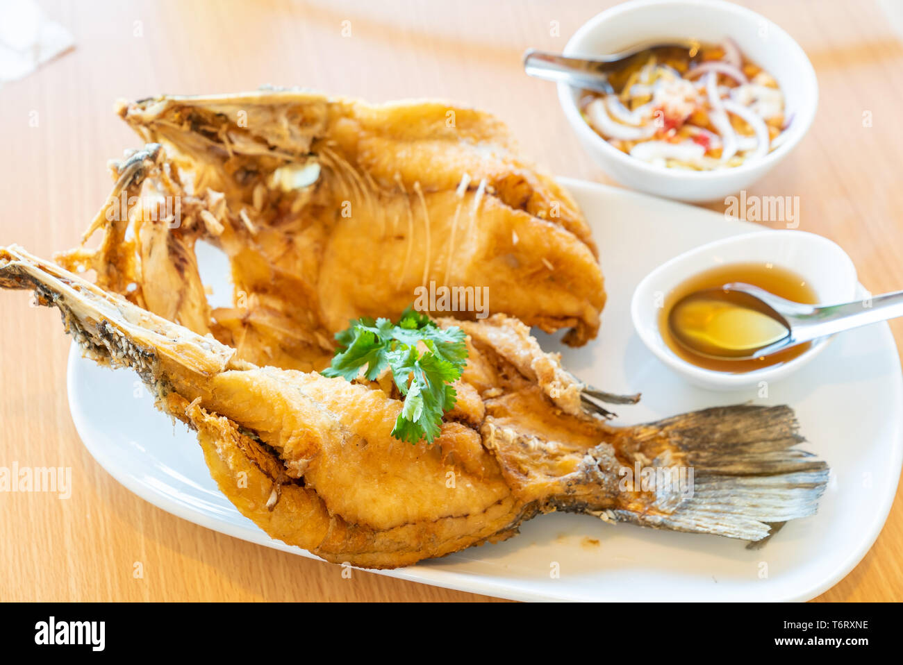 Frittierte seabass Stockfoto