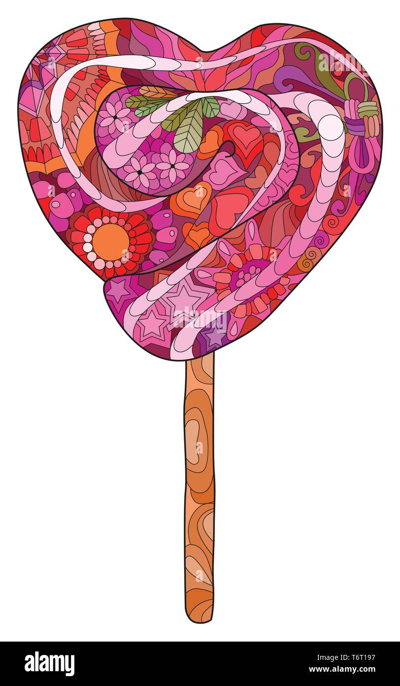 Vektor Lollipop mit abstrakten Ornamenten. Hand gezeichnete Illustration für t-shirt und andere Dekoration Stock Vektor