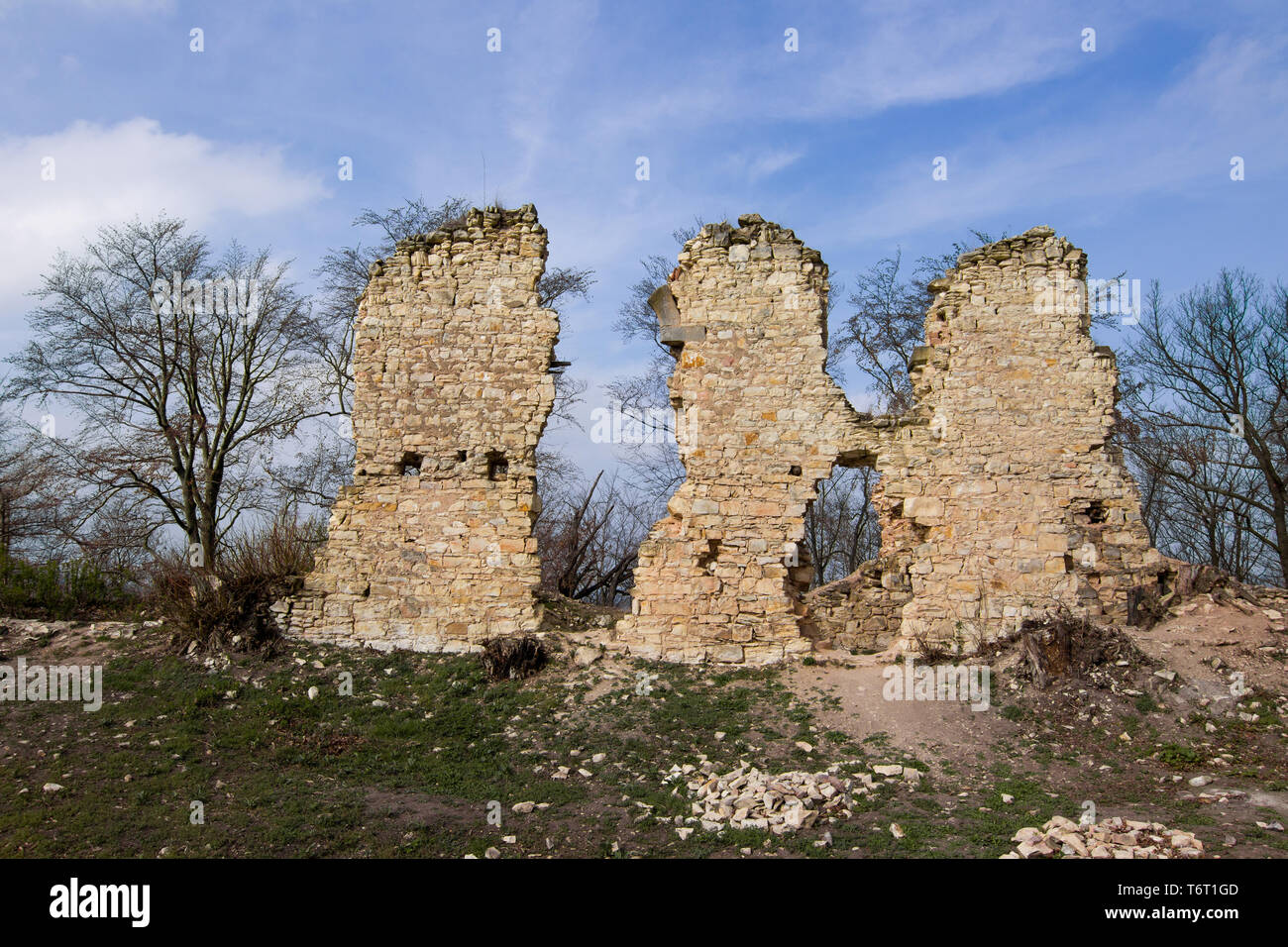 Die Überreste der Prawda Schloss, Ústí nad Labem Region, Tschechische Republik Stockfoto