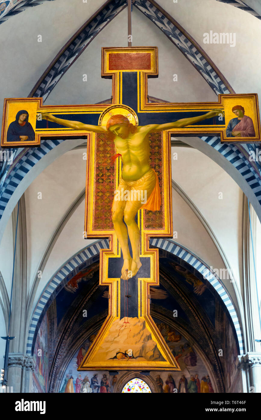 Kruzifix von Giotto, ca. 1288-1289, die Basilika Santa Maria Novella, Kirche Santa Maria Novella, Florenz, Toskana, Italien, Europa Stockfoto