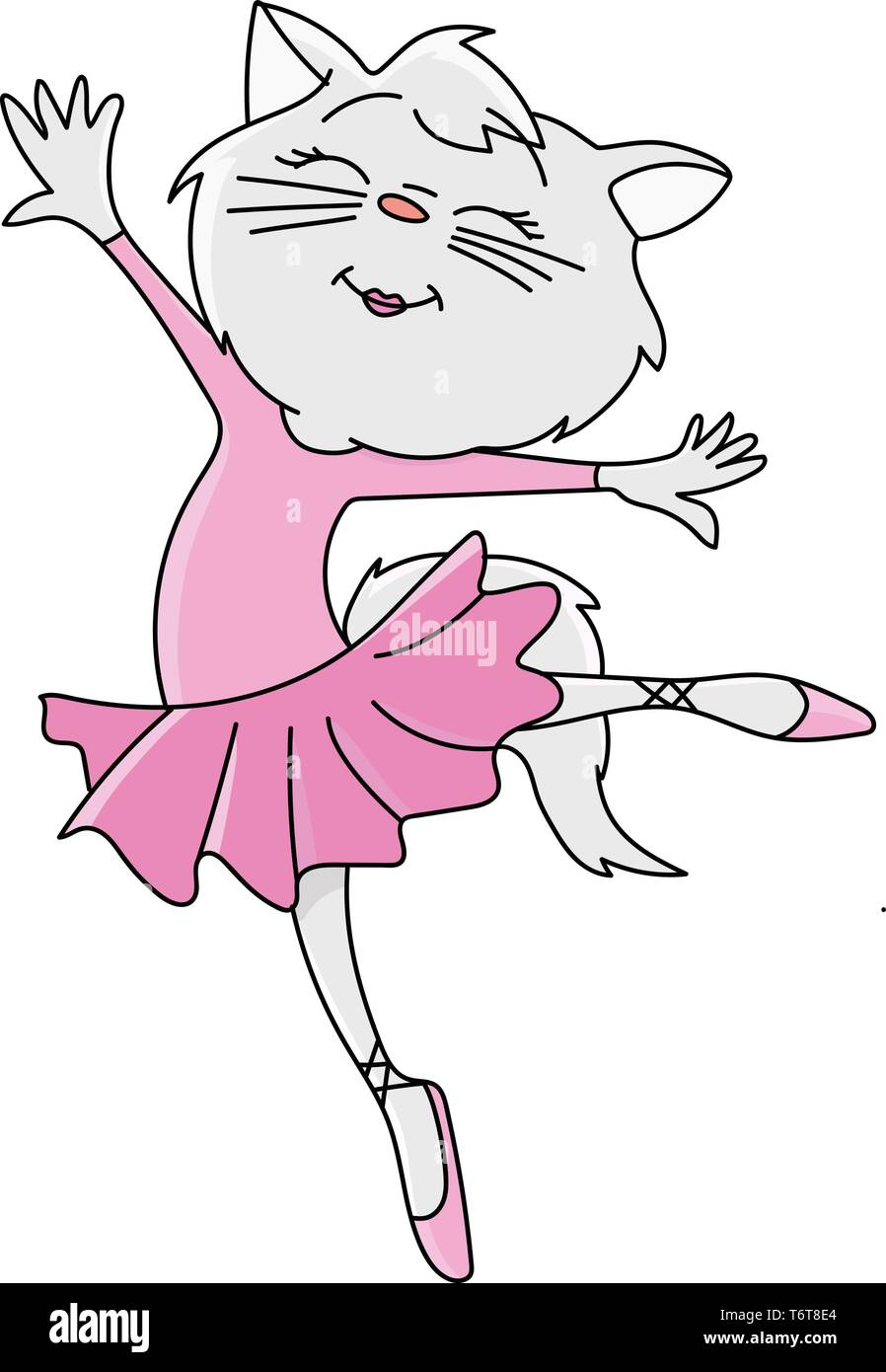 Cartoon ballerina Katze gerne tanzen Vector Illustration Stock Vektor