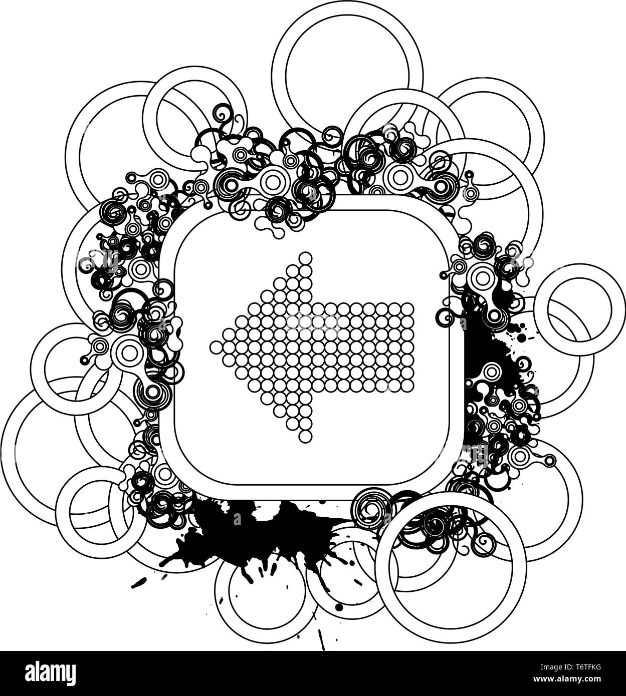 Symbol Leitung mit grunge Elemente. Pfeil nach links in Richtung. Stock Vektor