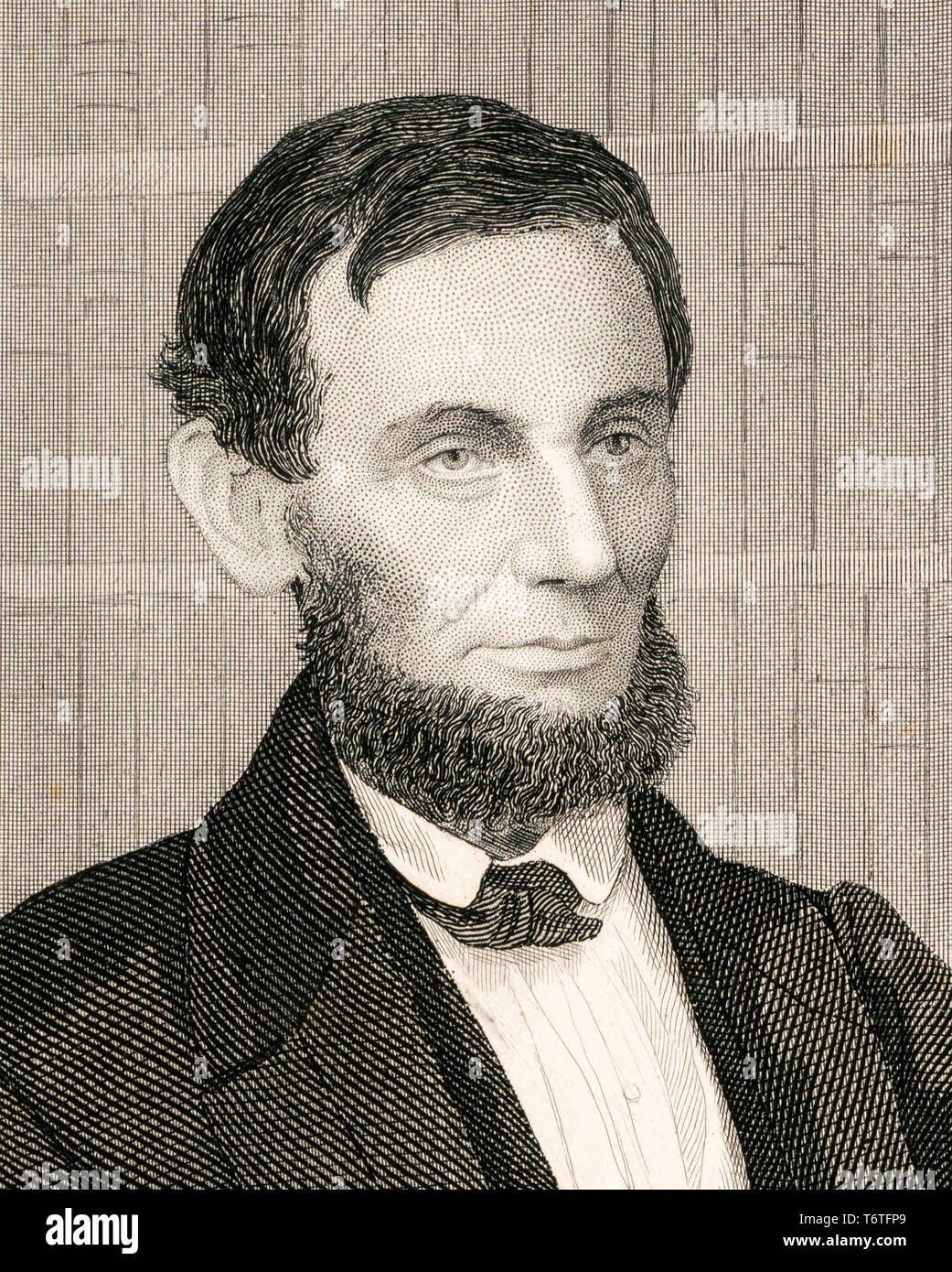 Abraham Lincoln, Porträt, Kupferstich von J.Serz, 1863 Stockfoto