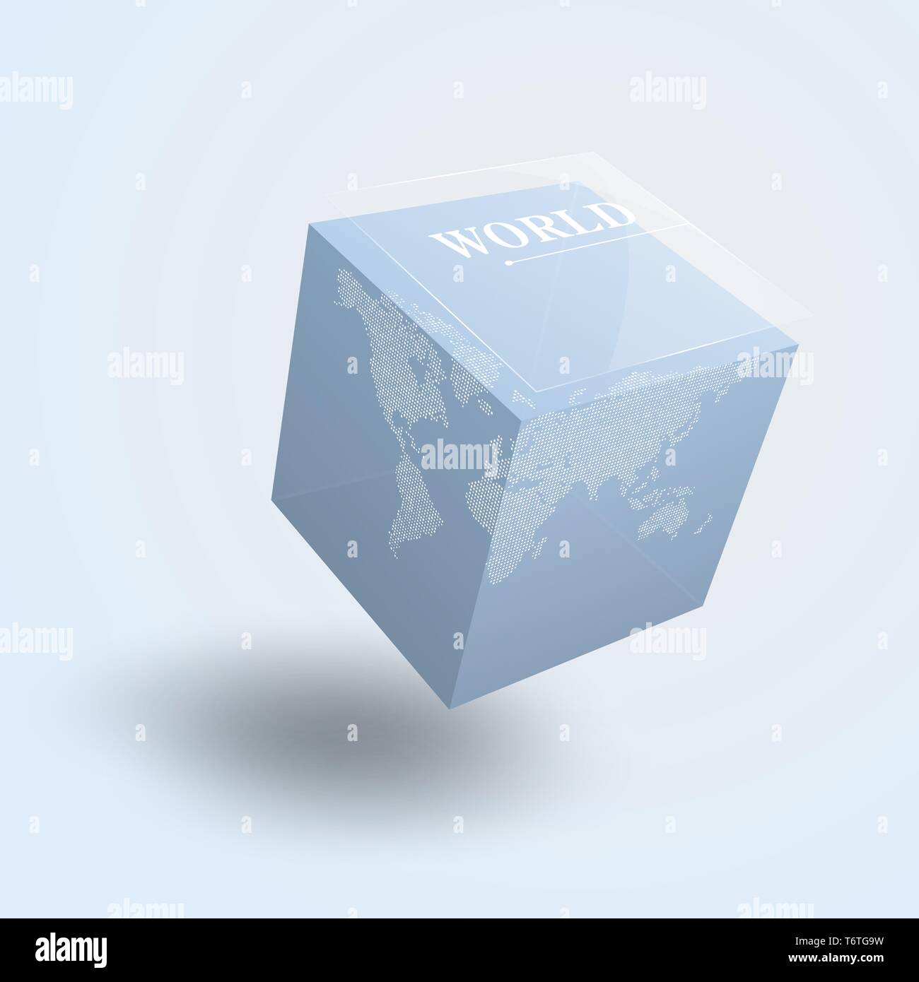 Weltkarte auf 3D-Würfel, transparent blau cubic Globus. Vector Illustration Vorlage für Bildung, Wissenschaft, Business Konzepte, Web Präsentationen. Stock Vektor