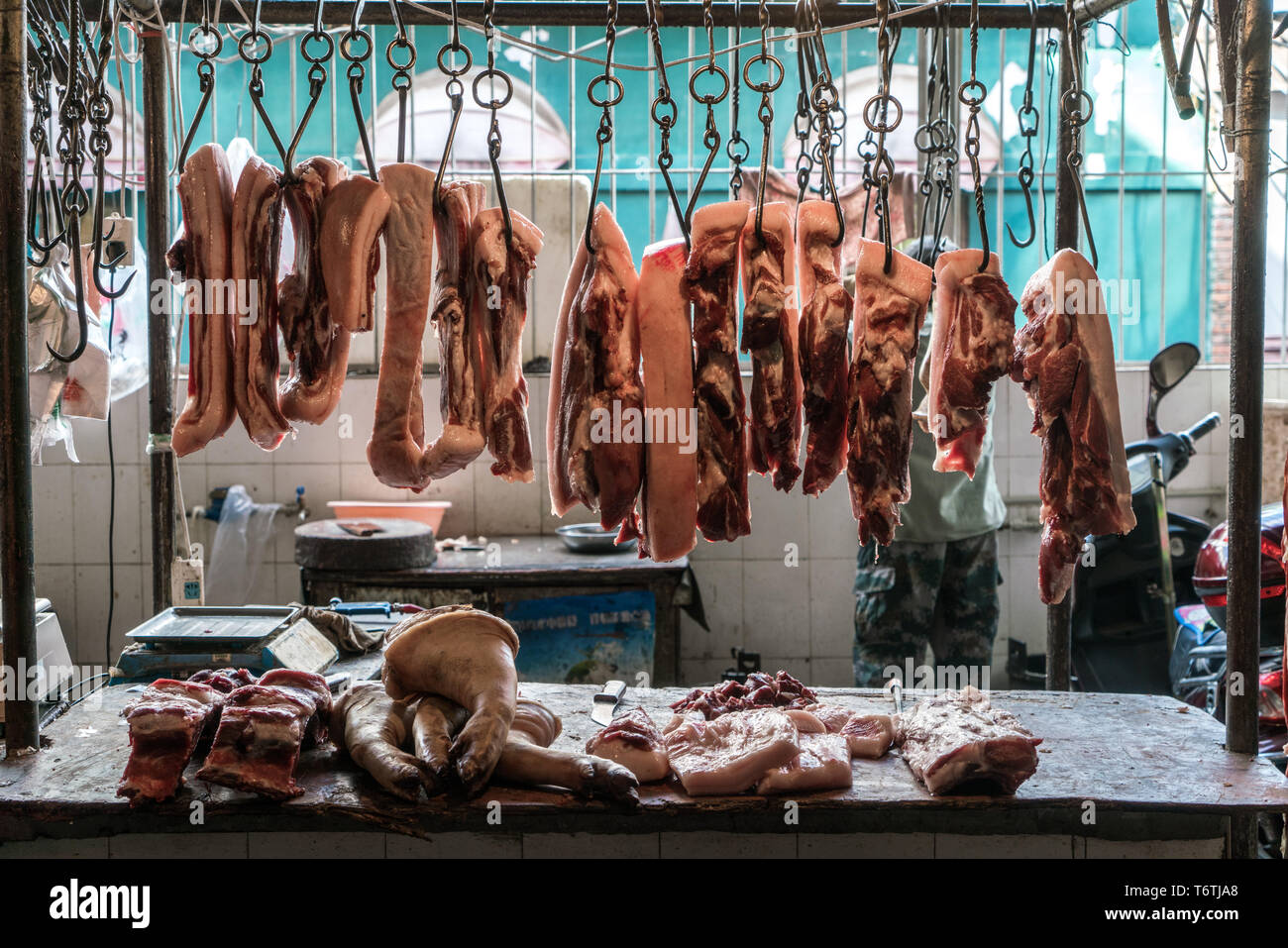 Eine Fleischtheke in China Stockfoto